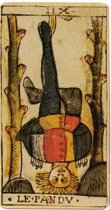 English: The Hanged Man card from the tarot de...