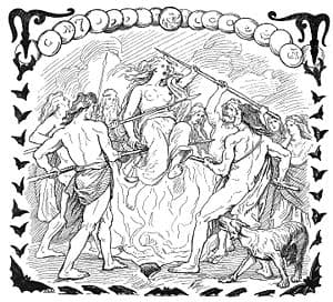 Gullveig is lifted on spears over a fire. The ... Gullveig is lifted on spears over a fire. The ...