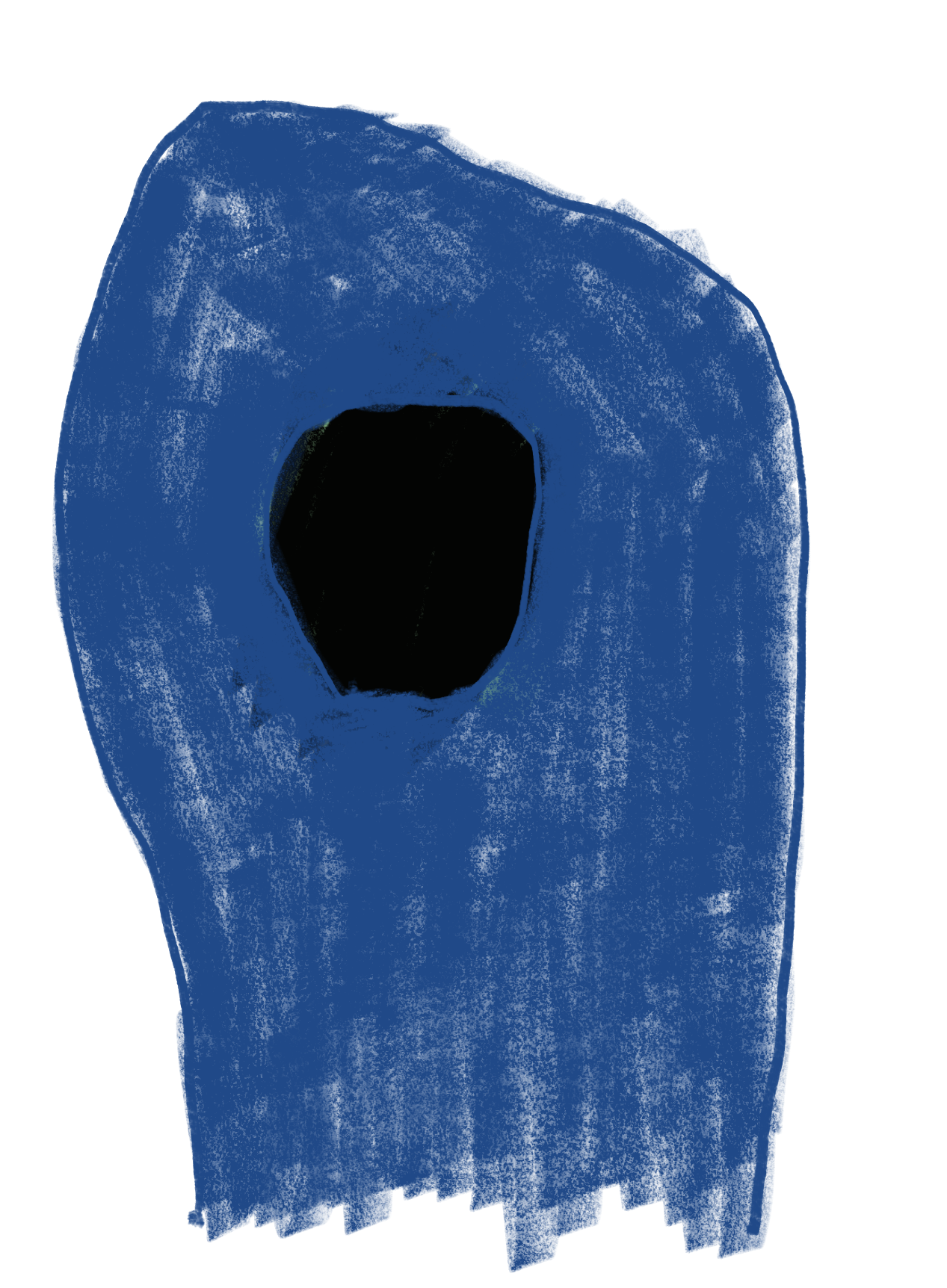 drawing of a sock with a hole in it