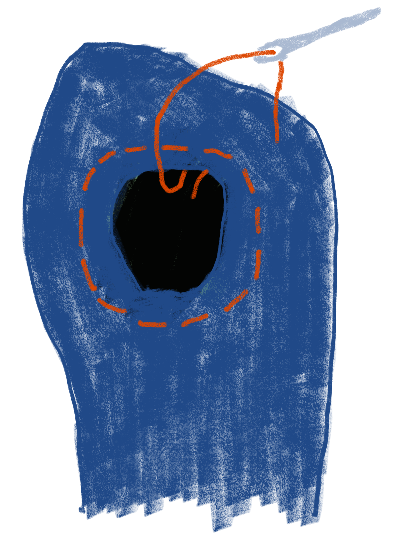 drawing of a sock with a hole in it